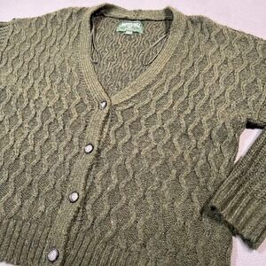 American Eagle Womens Green Cable Knit Cardigan Sweater XS Button Front